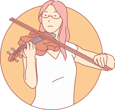 Girl Playing Violin  Illustration