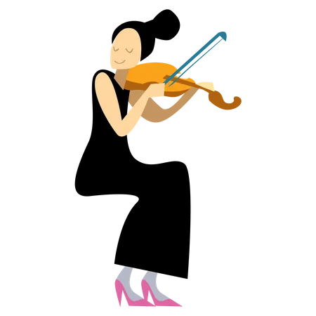 Girl Playing Violin  Illustration