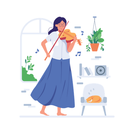 Girl playing violin  Illustration