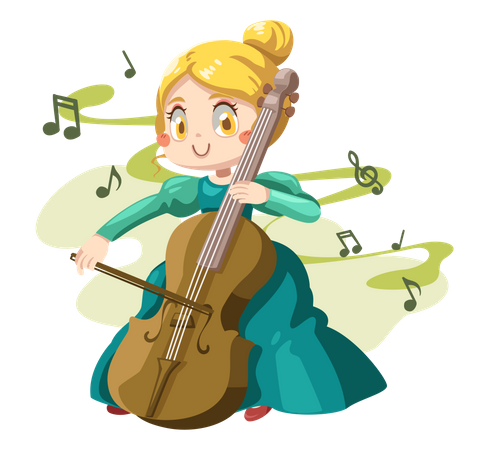 Girl Playing Violin  Illustration