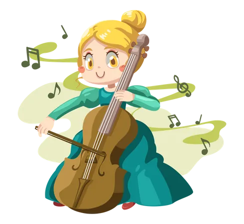 Girl Playing Violin  Illustration