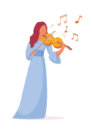 Girl Playing Violin  Illustration