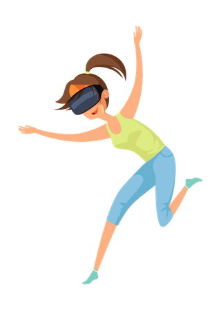 Girl playing Virtual Reality Game Illustration