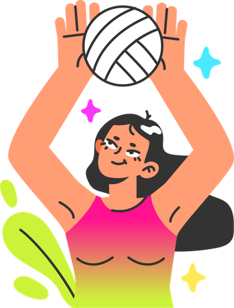Girl playing volley ball  Illustration