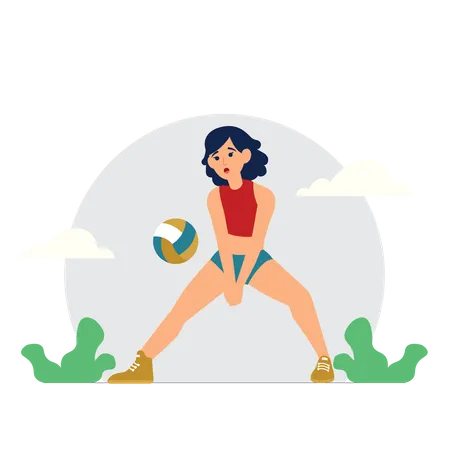 Girl playing Volley ball  Illustration