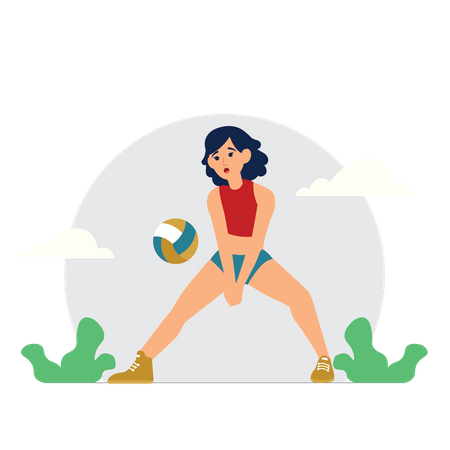 Girl playing Volley ball  Illustration