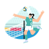 illustrations of girl playing volleyball