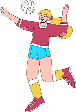 Girl playing Volleyball Illustration