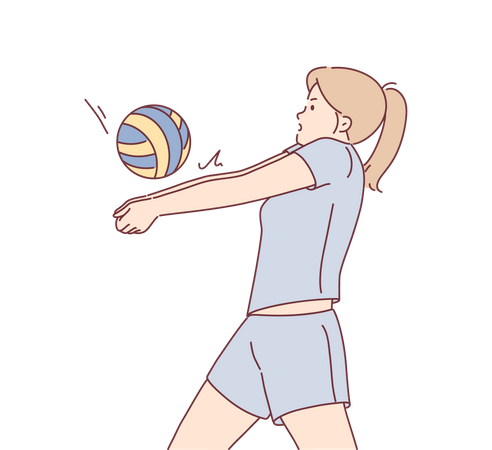 Girl playing volleyball  Illustration