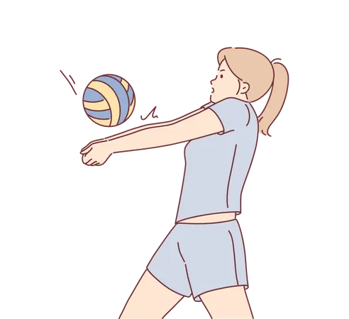 Girl playing volleyball  Illustration