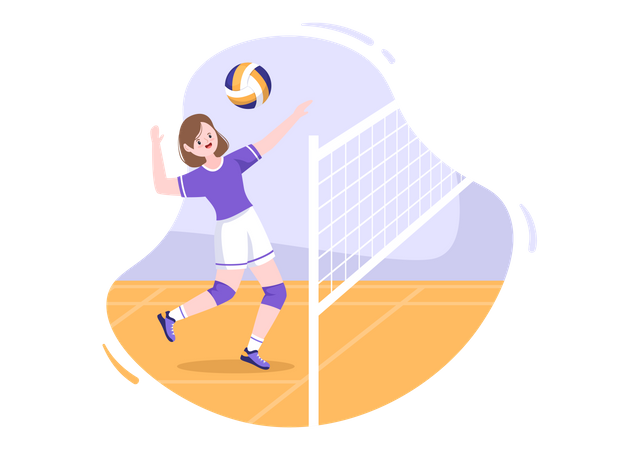 Girl playing volleyball  Illustration