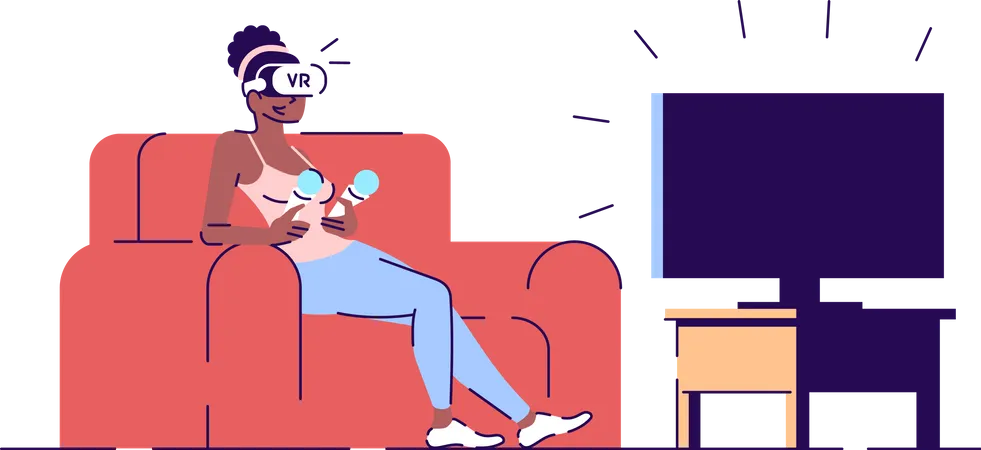 Girl playing VR game Illustration