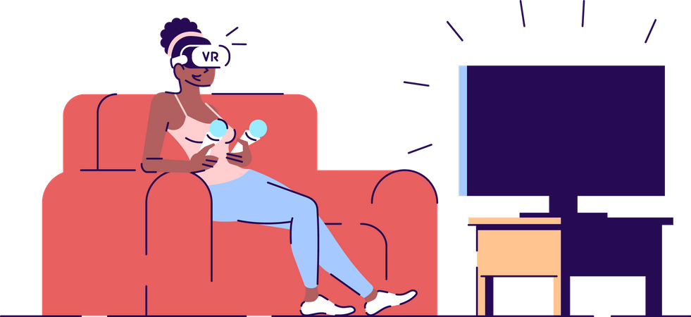 Girl playing VR game  Illustration