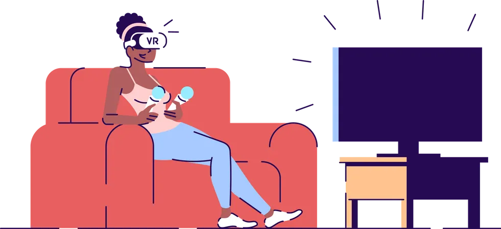 Girl playing VR game  Illustration