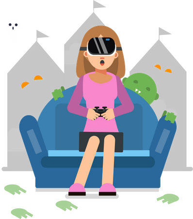 Girl playing VR game  Illustration