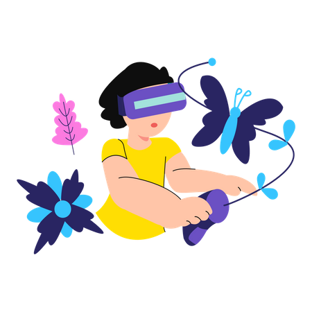 Girl playing VR game  Illustration