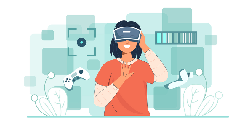 Girl playing VR game  Illustration