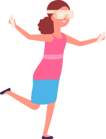 Girl playing vr game  Illustration