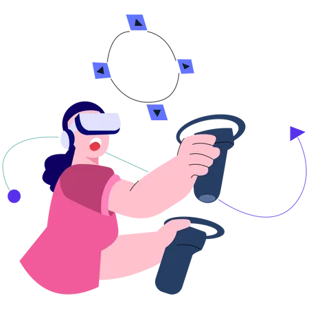 Girl playing VR gaming  Illustration