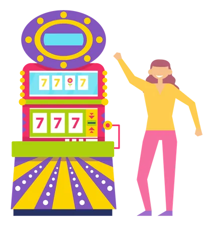 Girl playing wheel of fortune  Illustration