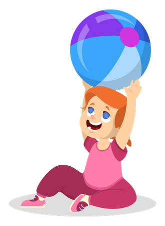 Girl playing with ball Illustration