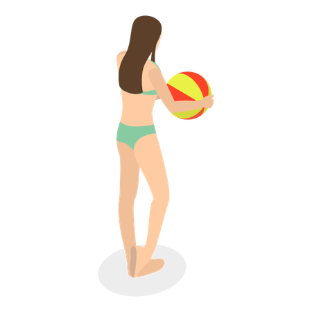 Girl playing with ball in swimming pool  Illustration