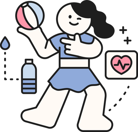 Girl playing with beach ball  Illustration