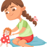 playing with doll illustration free download