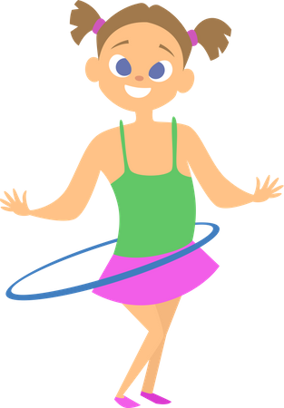 Girl playing with hula hoop Illustration