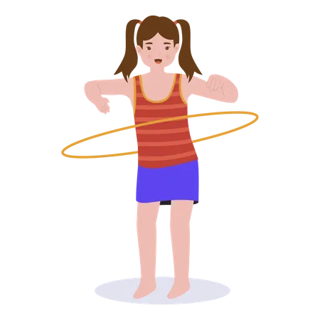 Girl playing with hula hoop  Illustration