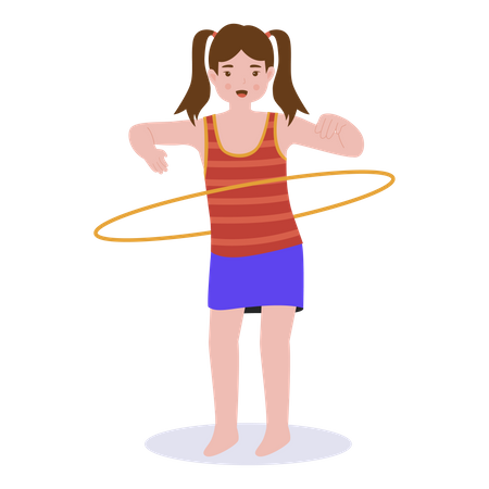 Girl playing with hula hoop  Illustration