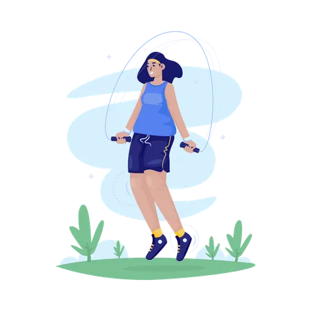 Girl Playing with jump rope  Illustration