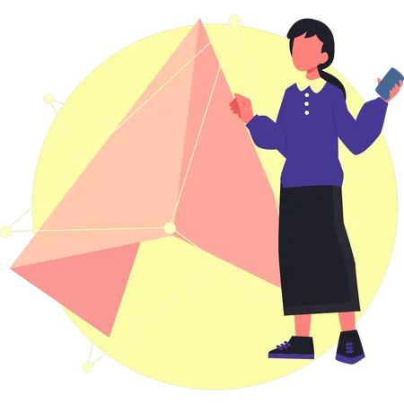 Girl playing with origami  Illustration