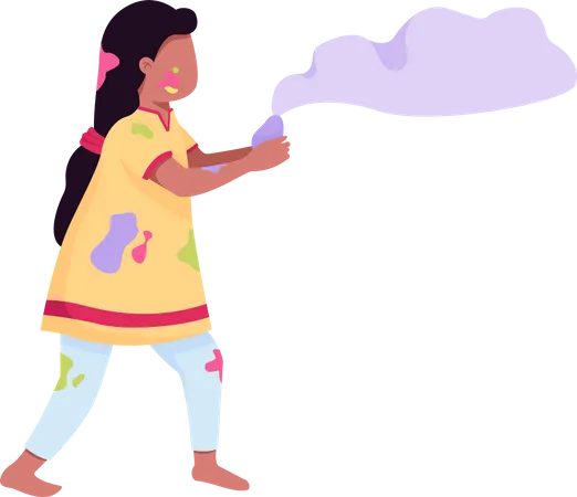 Girl playing with paint Illustration