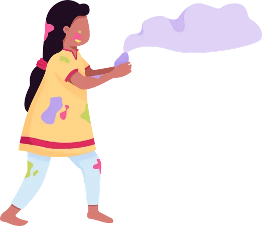 Girl playing with paint  Illustration