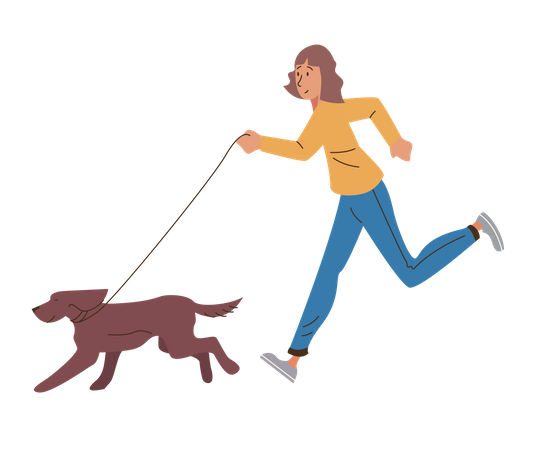 Girl Playing With Pet  Illustration