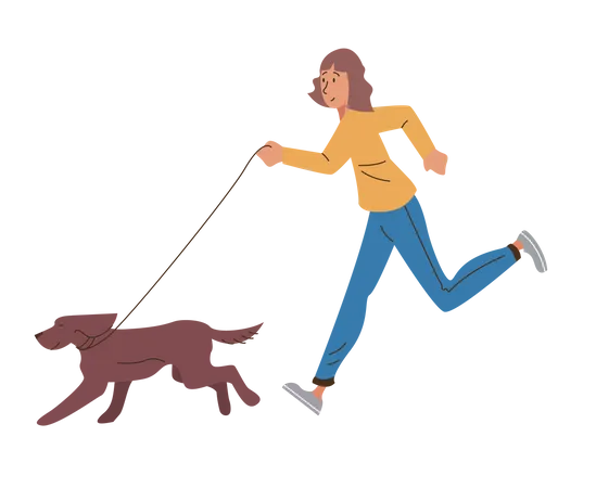 Girl Playing With Pet  Illustration