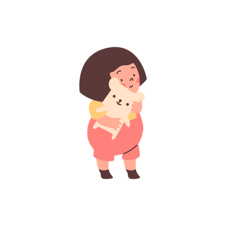 Girl playing with teddy bear  Illustration