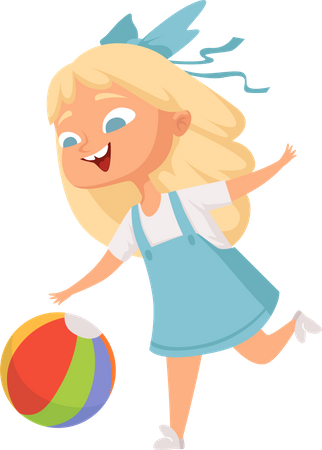 Girl playing with toy ball  Illustration