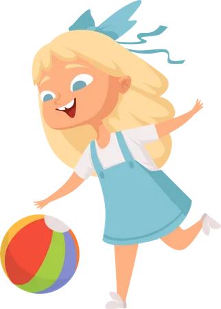 Girl playing with toy ball  Illustration