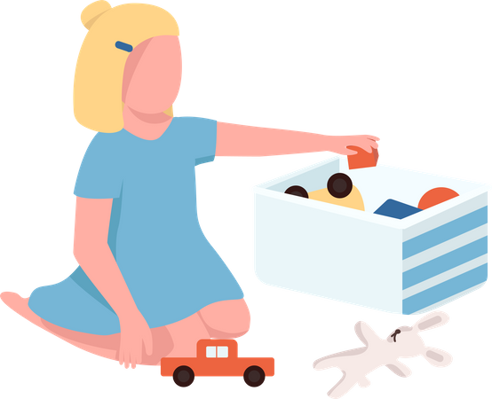 Girl playing with toys Illustration