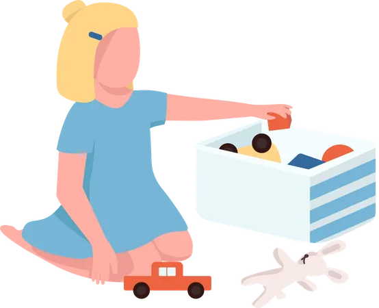 Girl playing with toys Illustration