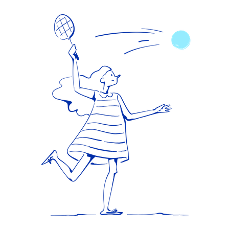 Girl plays tennis  Illustration