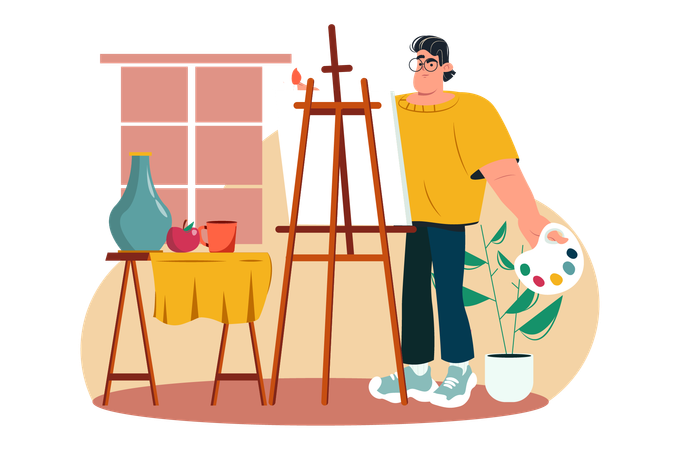 Girl plays the violin in her free time  Illustration