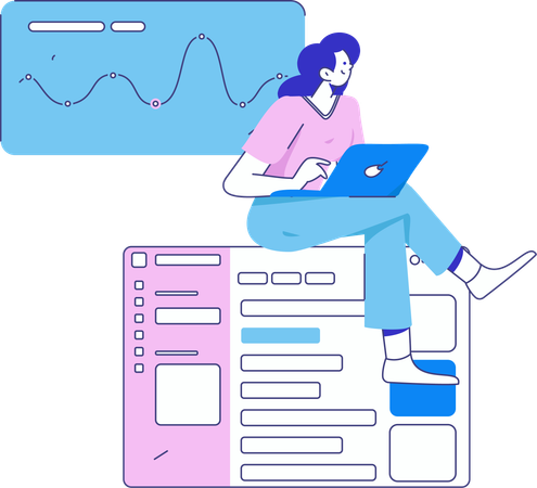 Girl plotting data on chart  Illustration