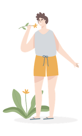 Girl plucking lower  Illustration