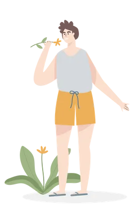 Girl plucking lower  Illustration