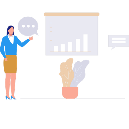 Girl pointing at business graph  Illustration