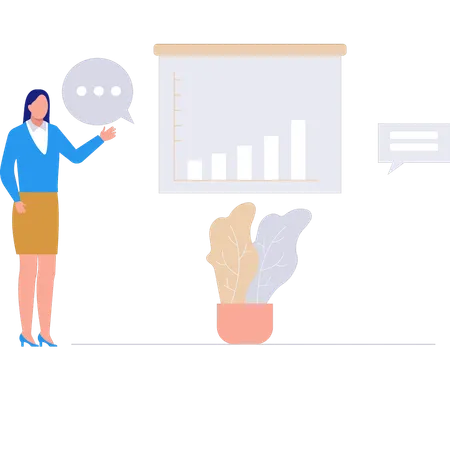 Girl Pointing At Business Graph Illustration