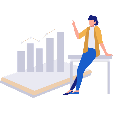 Girl pointing at business graph  Illustration